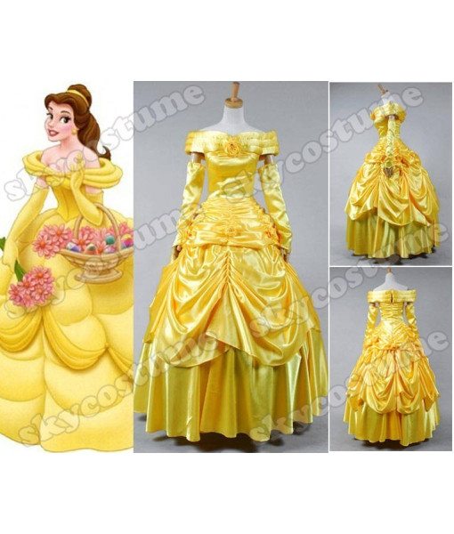 Beauty and the Beast Belle Evening Gown Dress Cosplay Costume from Beauty and The Beast