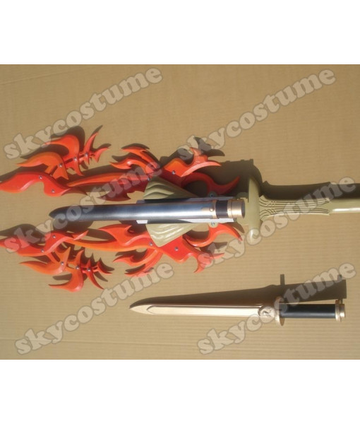 Final Fantasy XIII Noel Kreiss Two Blades Red Flames Sword Cosplay Prop from Final Fantasy