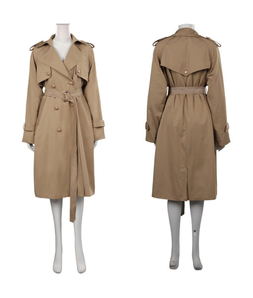 Women Khaki Coat Trench Overcoat Waist Popular Style Ins Outfit