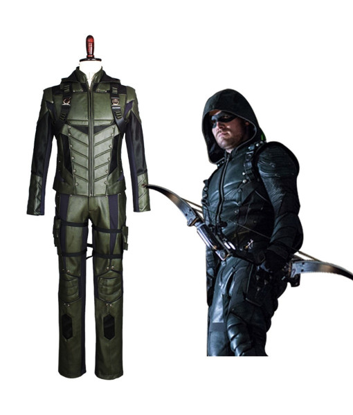 Arrow 5 Green Arrow Season 5 S5 Oliver Queen Cosplay Costume Outfit Harness Suit Uniform