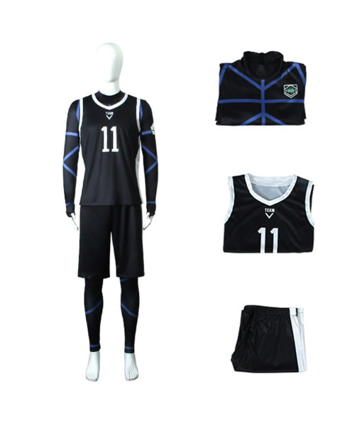 Men Black Slim Soccer Team Uniform 3Pcs Sportswear