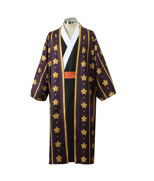 Men Black Lining Star Pattern Printed Coat Kimono Halloween Costume