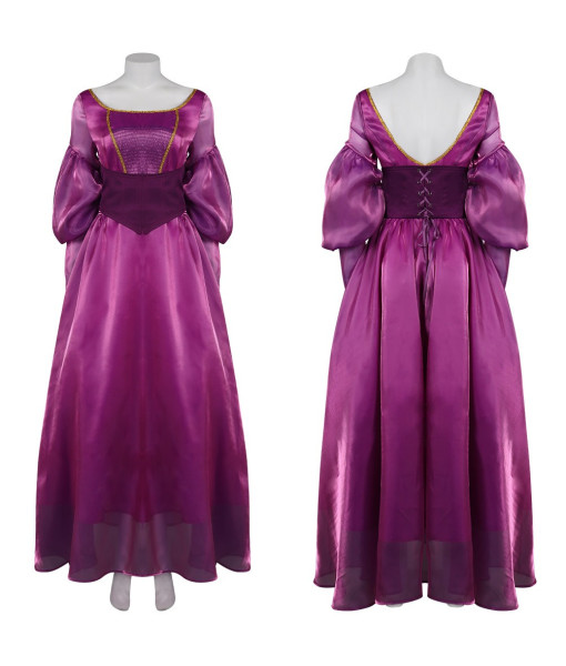 Women Dark Purple Gown Puff Sleeve Renaissance Style Halloween Costume