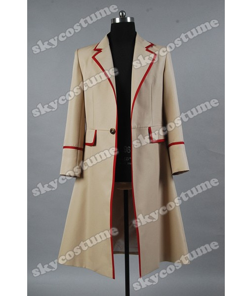 Doctor Who Red Stripe Beige Coat Cosplay Costume from Doctor Who