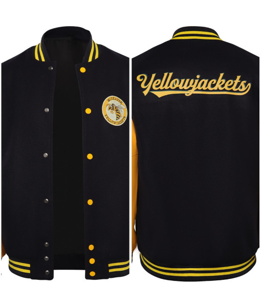 Men Yellow Sleeves Black Baseball Jacket Yellowjacket Printed Sportswear 