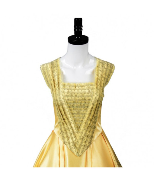 Belle Beauty and the Beast 2017 Movie Emma Cosplay Costume Yellow Gown Dress