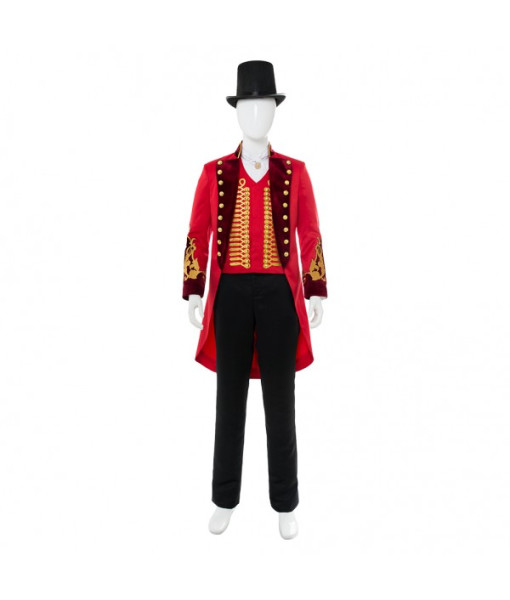 Men Circus High Hat Red Uniform Circus Master Cosplay Halloween Costume