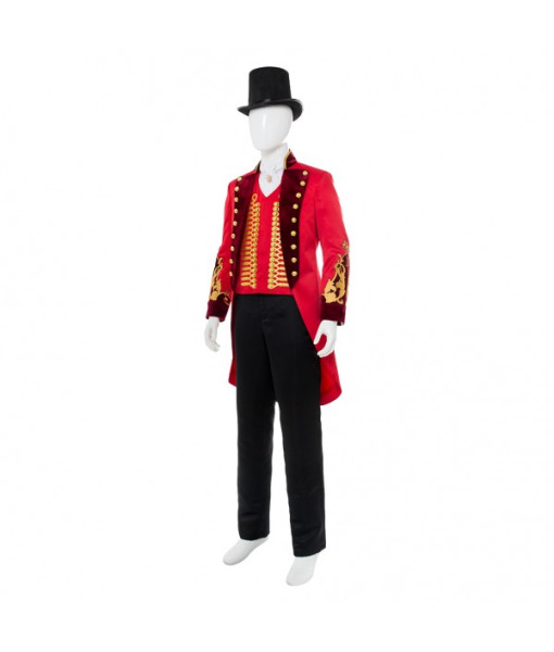 Men Circus High Hat Red Uniform Circus Master Cosplay Halloween Costume