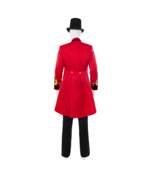 Men Circus High Hat Red Uniform Circus Master Cosplay Halloween Costume