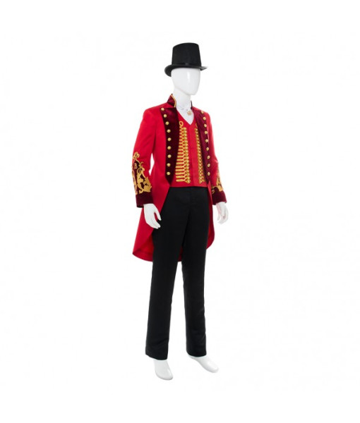 Men Circus High Hat Red Uniform Circus Master Cosplay Halloween Costume