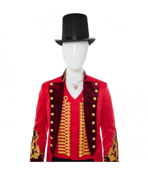 Men Circus High Hat Red Uniform Circus Master Cosplay Halloween Costume