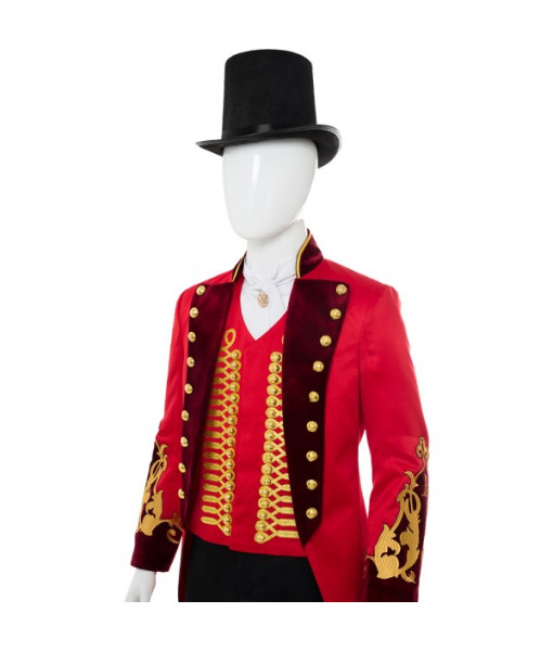 Men Circus High Hat Red Uniform Circus Master Cosplay Halloween Costume