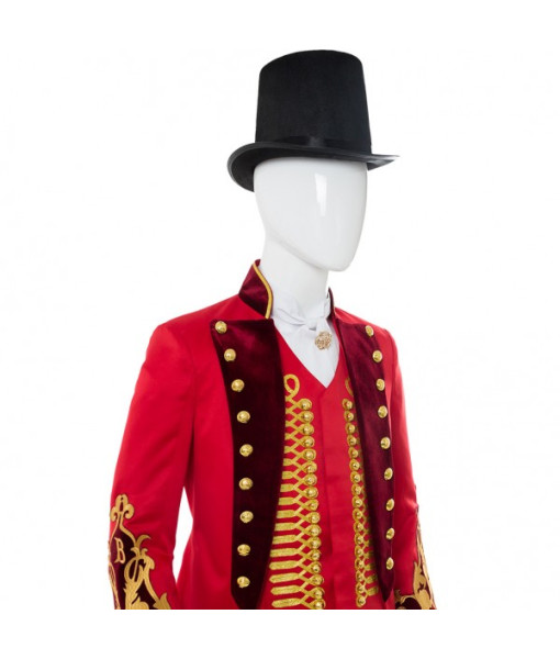 Men Circus High Hat Red Uniform Circus Master Cosplay Halloween Costume