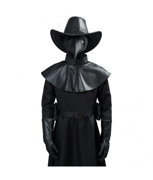 Kids Children Medieval Plague Doctor Black Fullset Outfit Role Play Halloween Costume