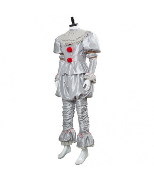 Men White Creepy Clown Fullset Halloween Costume