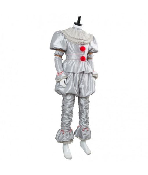 Men White Creepy Clown Fullset Halloween Costume