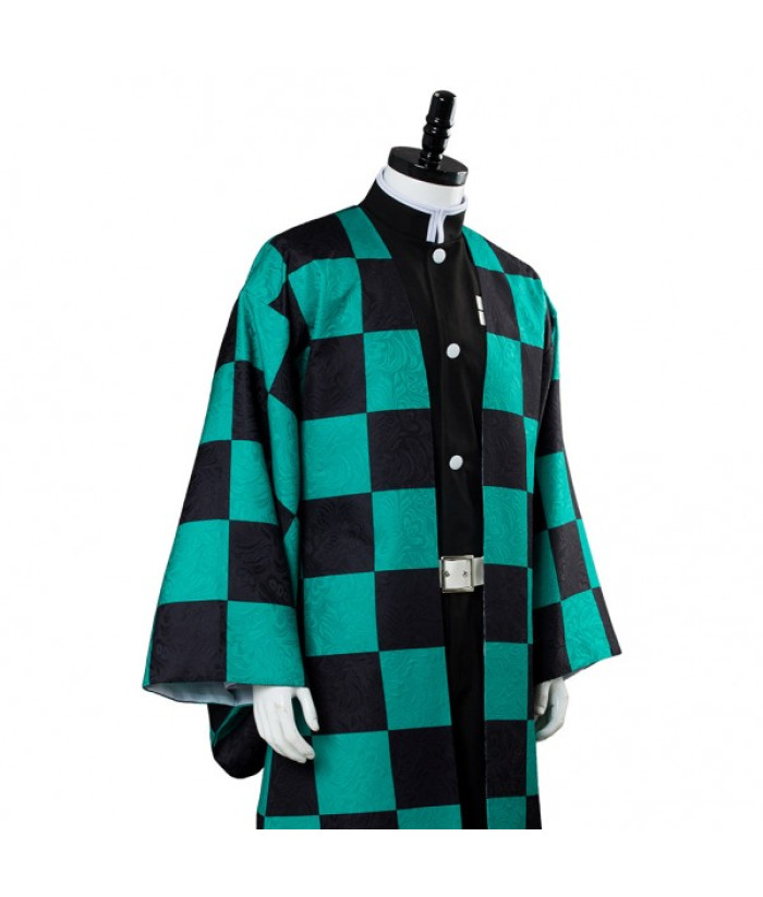 Men Dark Green Plaid Samurai Jacket Halloween Costume- Skycostume