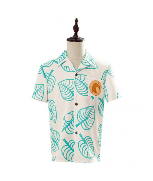 Men Light Green Printed Pattern Beach Shirt Summer Outfit