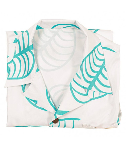 Men Light Green Printed Pattern Beach Shirt Summer Outfit