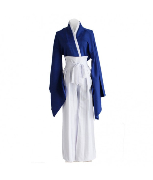 Men Blue Kendo Kimono Japanese Samurai Outfit Halloween Costume