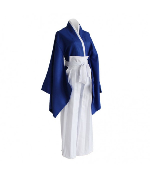 Men Blue Kendo Kimono Japanese Samurai Outfit Halloween Costume