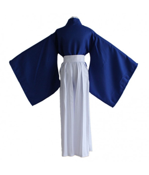 Men Blue Kendo Kimono Japanese Samurai Outfit Halloween Costume