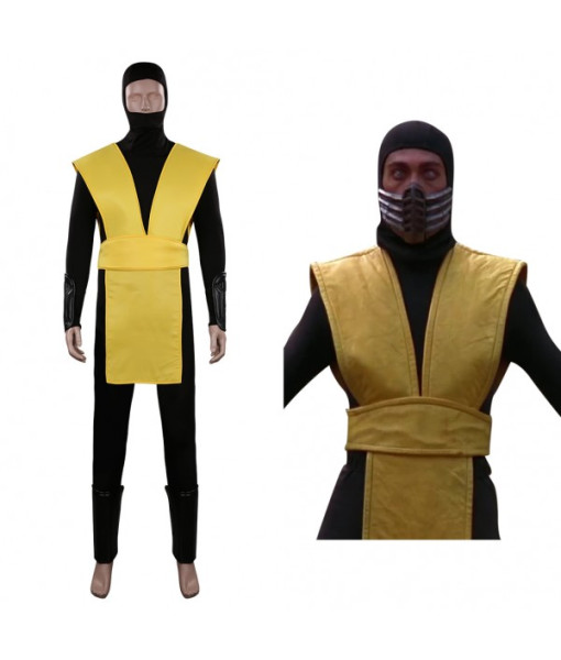 Scorpion Mortal Kombat Outfit Halloween Carnival Suit Cosplay Costume