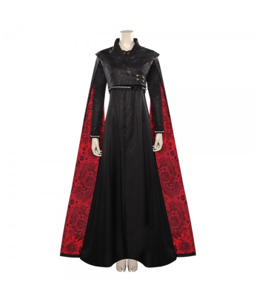 Women Medieval Fantansy Queen Royal Dress Red Long Sleeve Halloween Costume