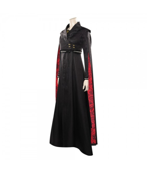 Women Medieval Fantansy Queen Royal Dress Red Long Sleeve Halloween Costume