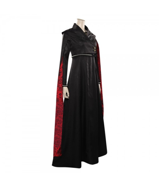 Women Medieval Fantansy Queen Royal Dress Red Long Sleeve Halloween Costume