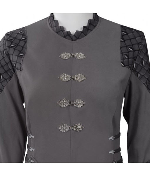 Women Medieval Fnatasy Grey Long Dress Maid Halloween Costume