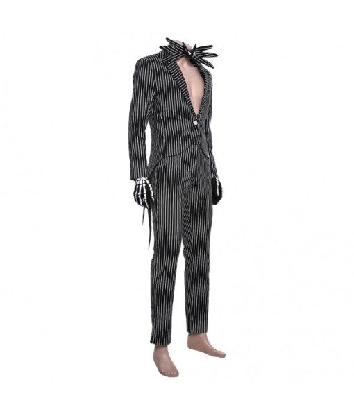 Men Gothic Black Strp Suit Open Chest Horror Movie Halloween Costume