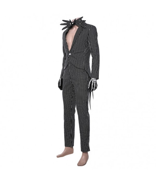 Men Gothic Black Strp Suit Open Chest Horror Movie Halloween Costume