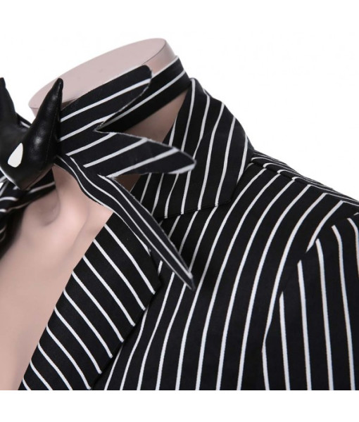 Men Gothic Black Strp Suit Open Chest Horror Movie Halloween Costume