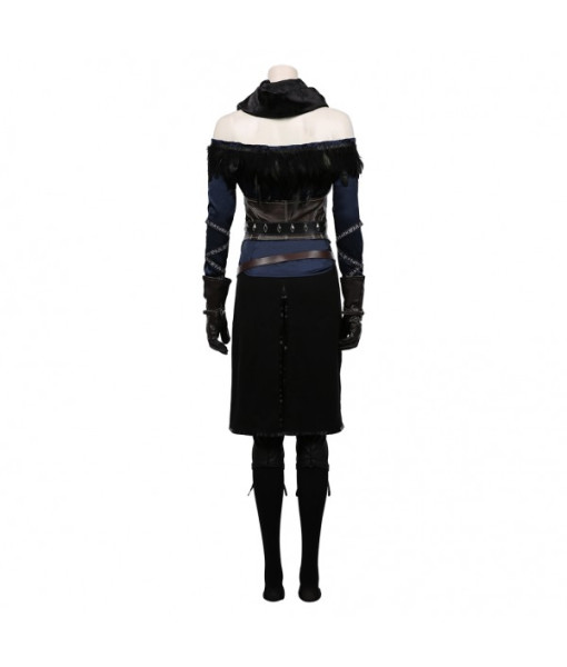 Women Black Knitted Suit Fullset Fantasy Rouge Role Play Halloween Costume