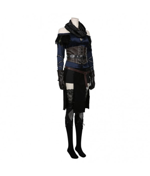 Women Black Knitted Suit Fullset Fantasy Rouge Role Play Halloween Costume