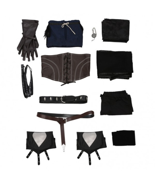 Women Black Knitted Suit Fullset Fantasy Rouge Role Play Halloween Costume
