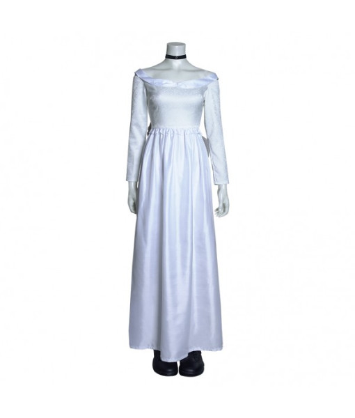 Women White Long Dress Outfit Horror Killer Bride Halloween Carnival Suit Costume