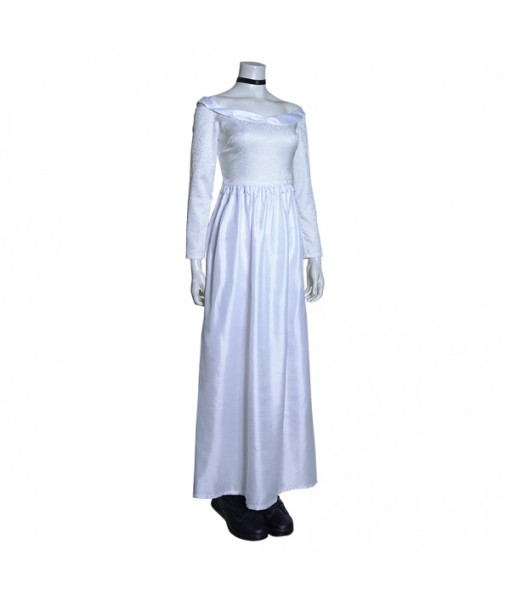 Women White Long Dress Outfit Horror Killer Bride Halloween Carnival Suit Costume