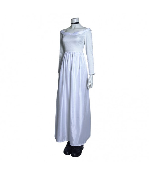 Women White Long Dress Outfit Horror Killer Bride Halloween Carnival Suit Costume