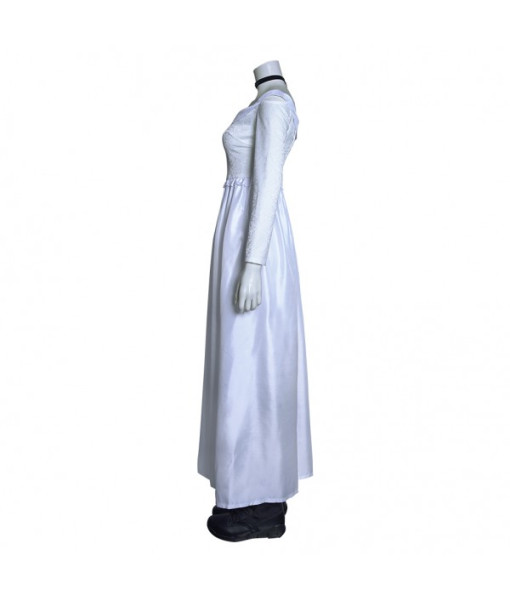 Women White Long Dress Outfit Horror Killer Bride Halloween Carnival Suit Costume