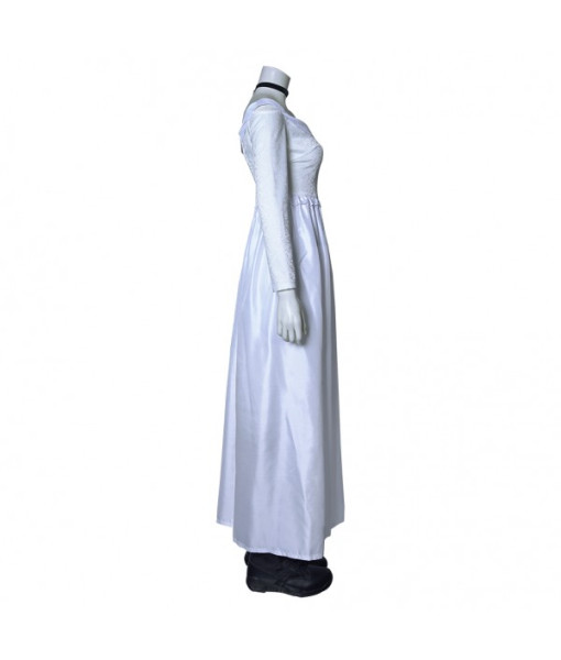 Women White Long Dress Outfit Horror Killer Bride Halloween Carnival Suit Costume