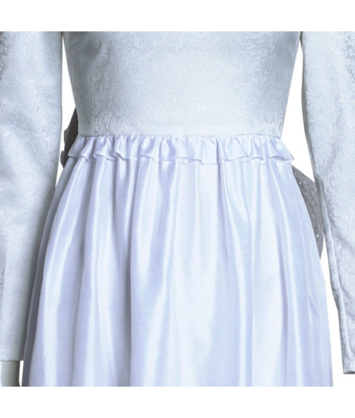 Women White Long Dress Outfit Horror Killer Bride Halloween Carnival Suit Costume