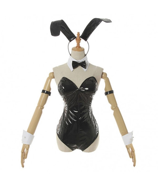 Women Classic Bunny Rabbit Outfit Fullset Leather 8Pcs Halloween Costume