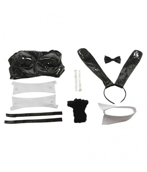 Women Classic Bunny Rabbit Outfit Fullset Leather 8Pcs Halloween Costume