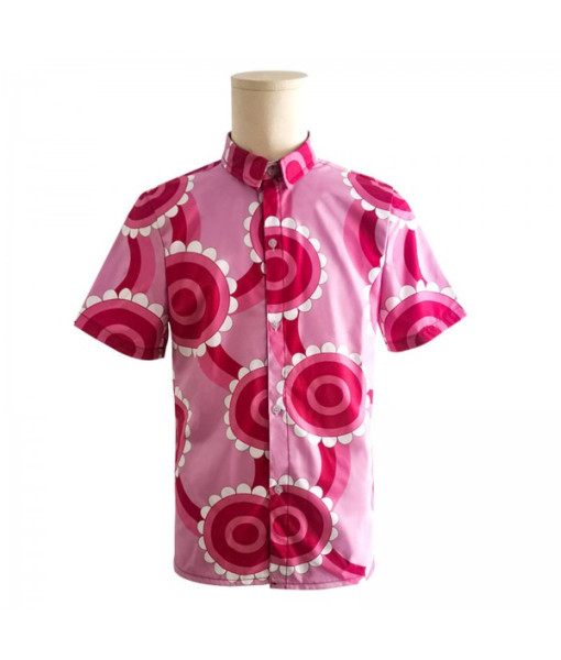 Men Pink Pattern Beach Shirt Hawaii Style Summer Outfit