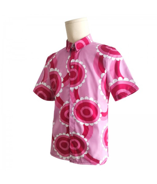 Men Pink Pattern Beach Shirt Hawaii Style Summer Outfit