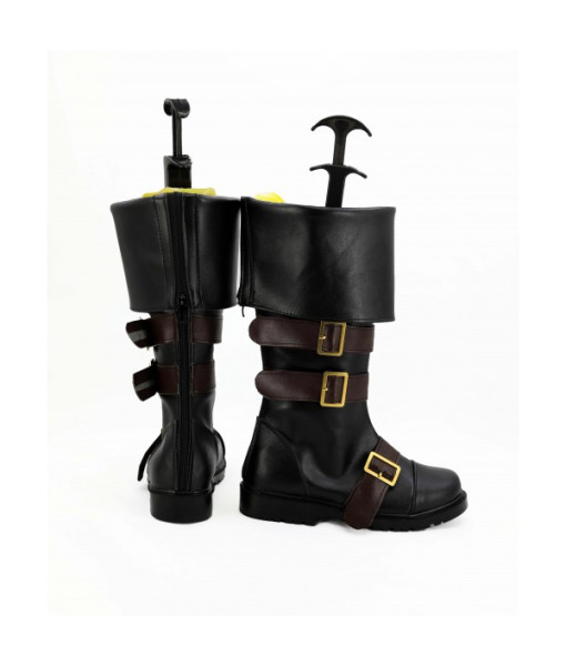 Black Leather Boots Pirate Shoes Halloween Costume Accessories