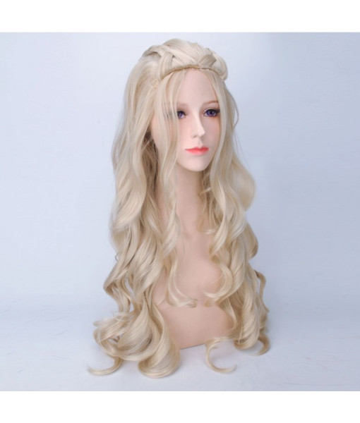 Women Medieval Fantasy Maid Golden Wig Halloween Costume Accessories