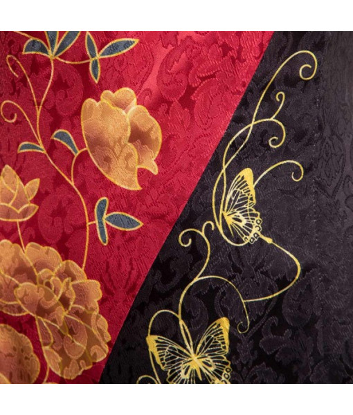 Women Red Black Pattern Cheongsam Chinese Traditional Halloween Costume